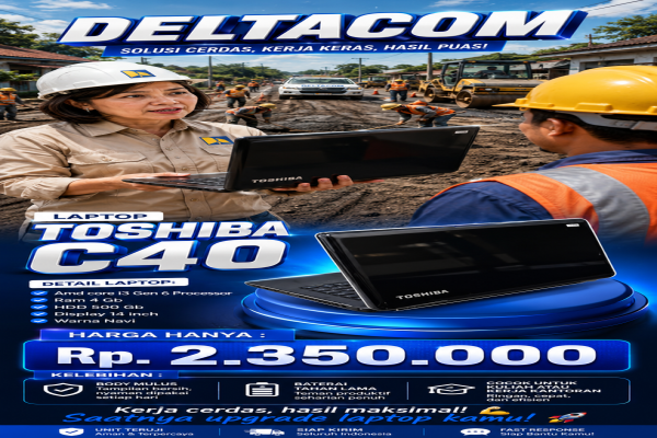 LAPTOP TOSHIBA C40   🧠 Processor Intel Core i3 Gen 6  💾 RAM 4 GB DDR4  ⚡ Storage HDD 500 GB   🖥️ Display 14 Inc Slim  🎨 Kondisi Mulus dan Bergaransi, 
